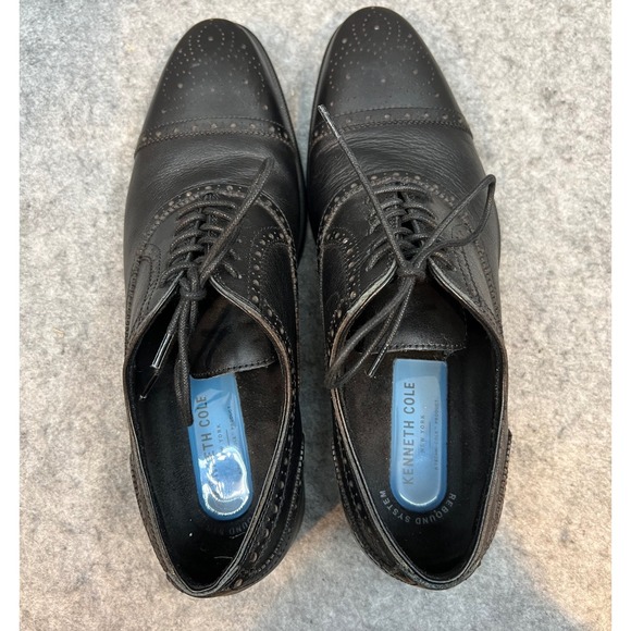 Kenneth Cole Black Leather Wingtip Oxford Dress Shoes‎ Business Formal Men's 10 - Picture 8 of 9